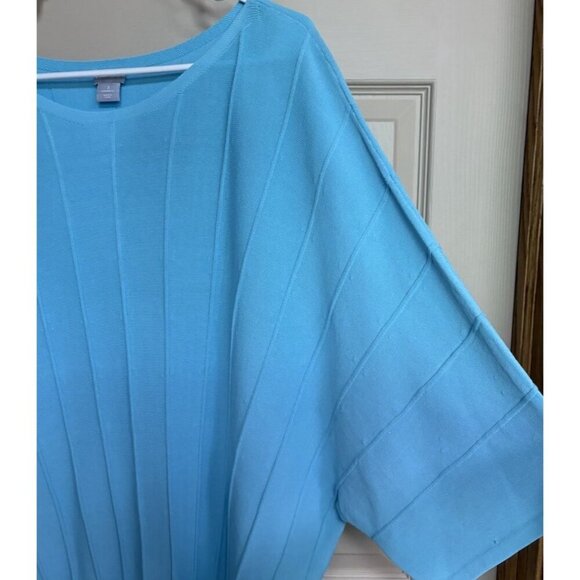 Chico’s Light Blue elbow sleeve slub knit Size 3 - Picture 3 of 7